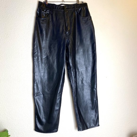 Abercrombie Fitch Curve Love Ankle Straight Ultra High Rise Vegan Leathear Pants - Picture 4 of 6